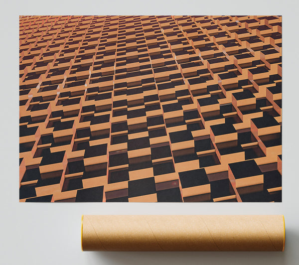 Orange Grid Perspective Print