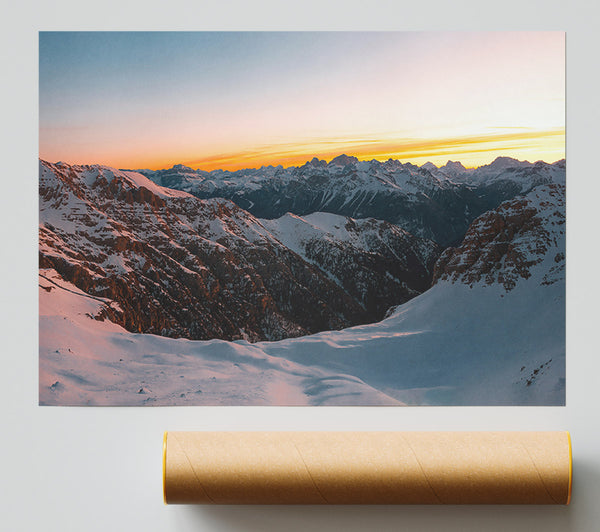 Orange Mountain Sunset Poster
