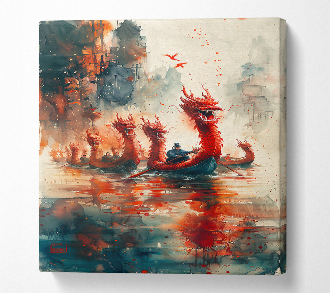  A Canvas Print of Crimson Dragon Boats Canvas Art