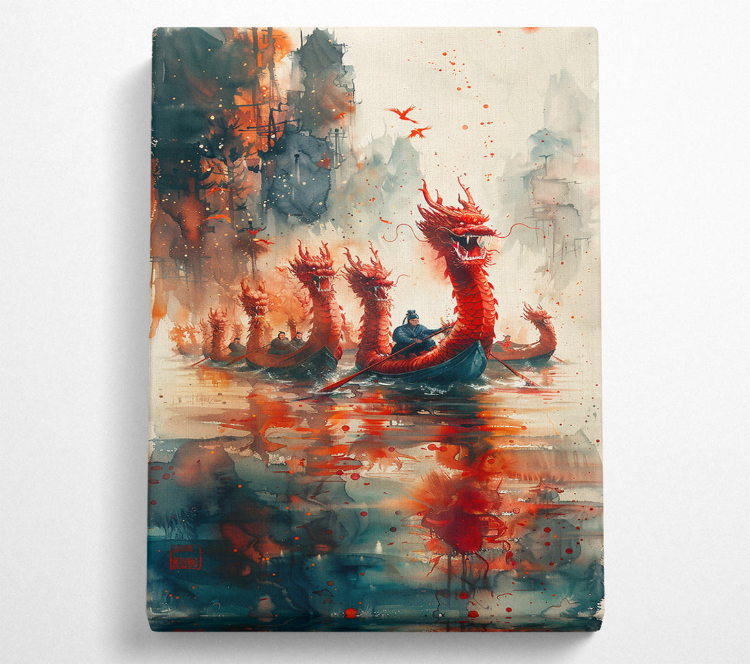 A Canvas Print of Crimson Dragon Boats Canvas Art