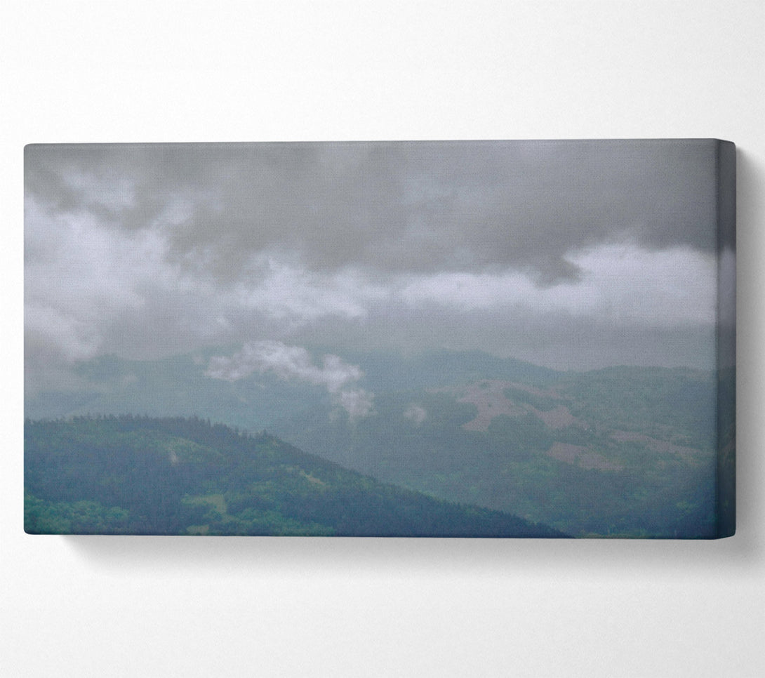  A Canvas Print of Gray Clouds Over Hills Canvas Wall Art