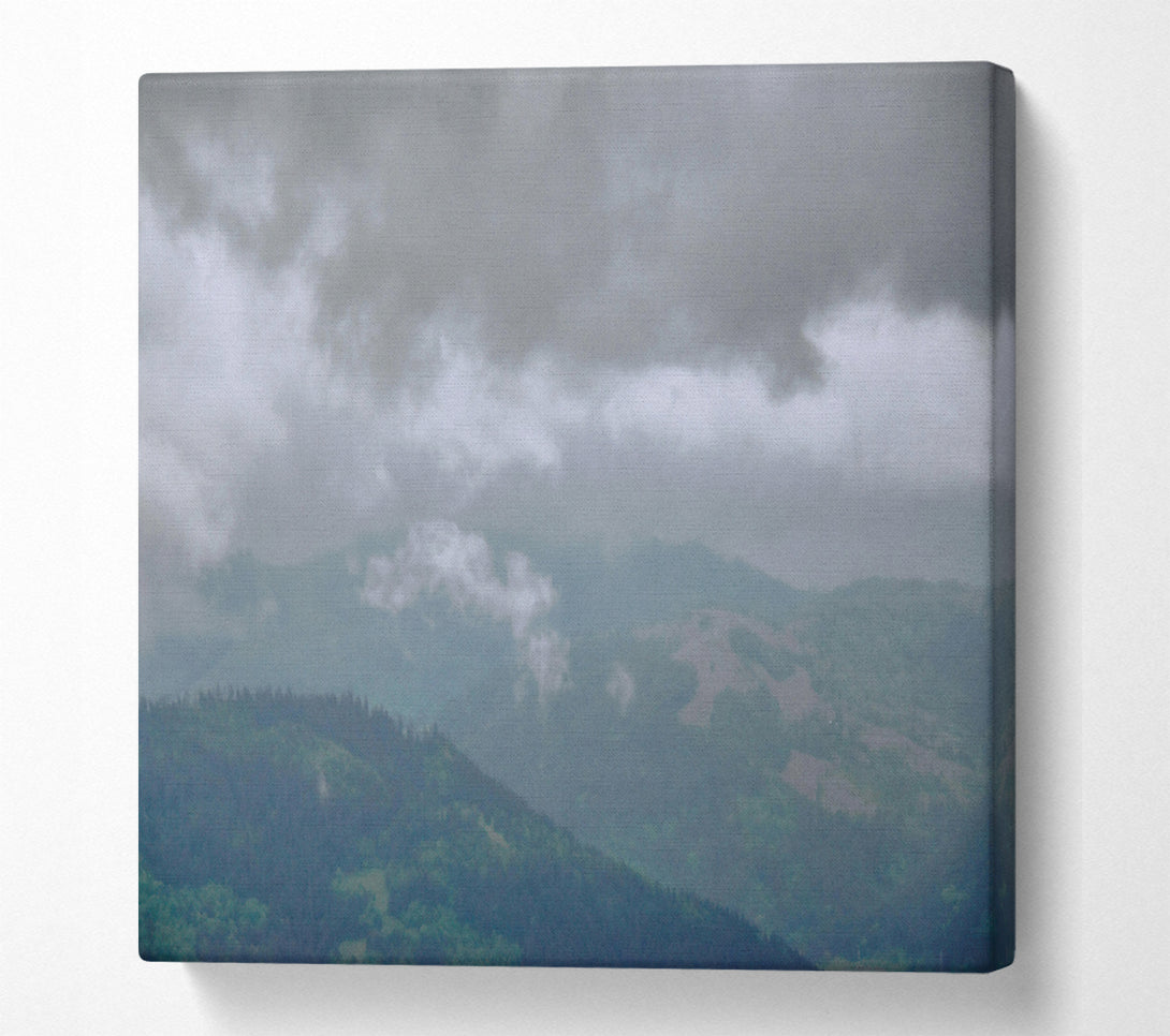  A Canvas Print of Gray Clouds Over Hills Canvas Wall Art