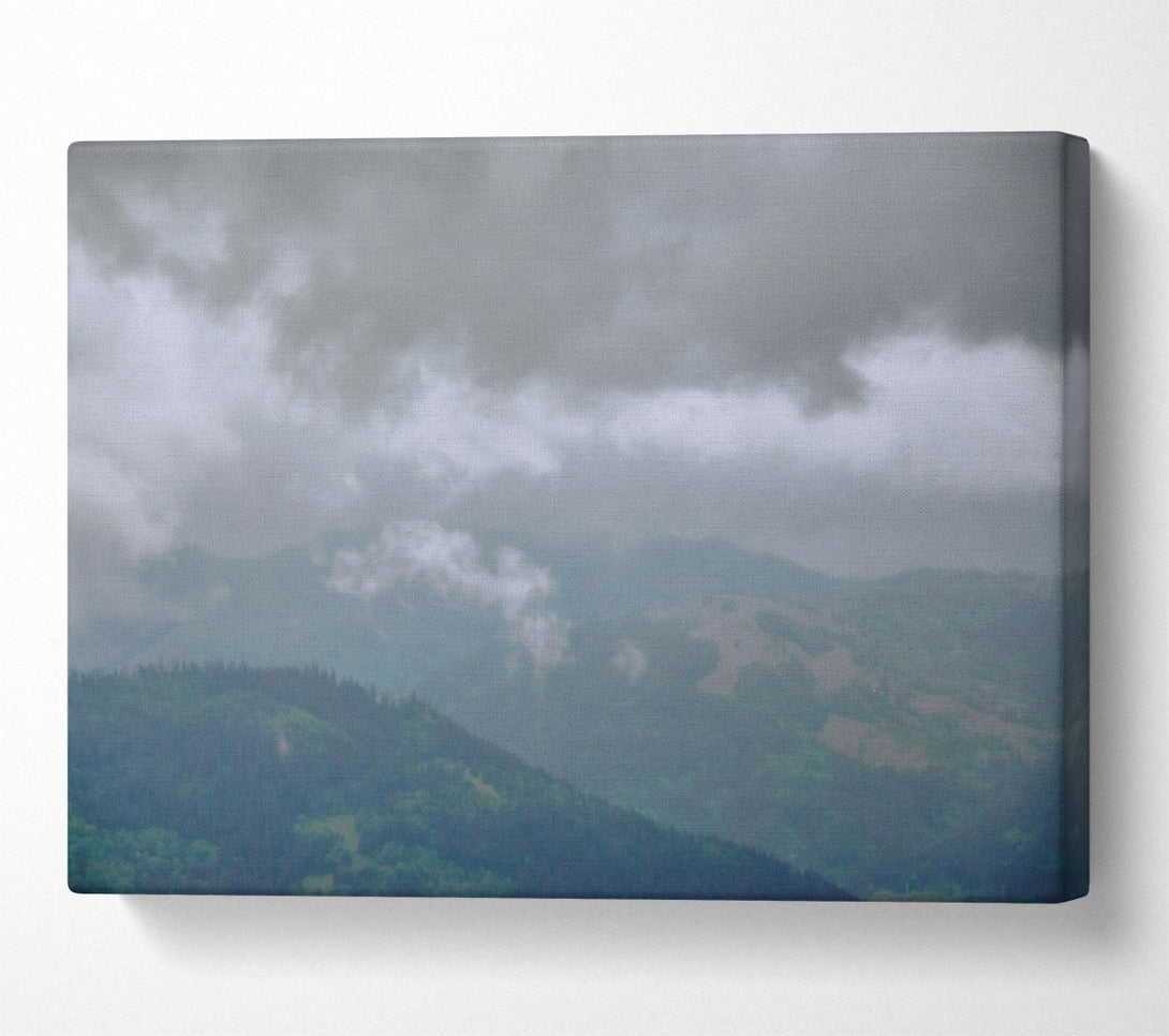  A Canvas Print of Gray Clouds Over Hills Canvas Wall Art