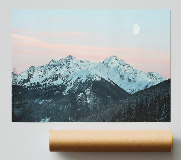 Pink Sky Peaks Poster