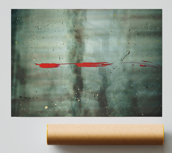 Red Line In Green Mist Print