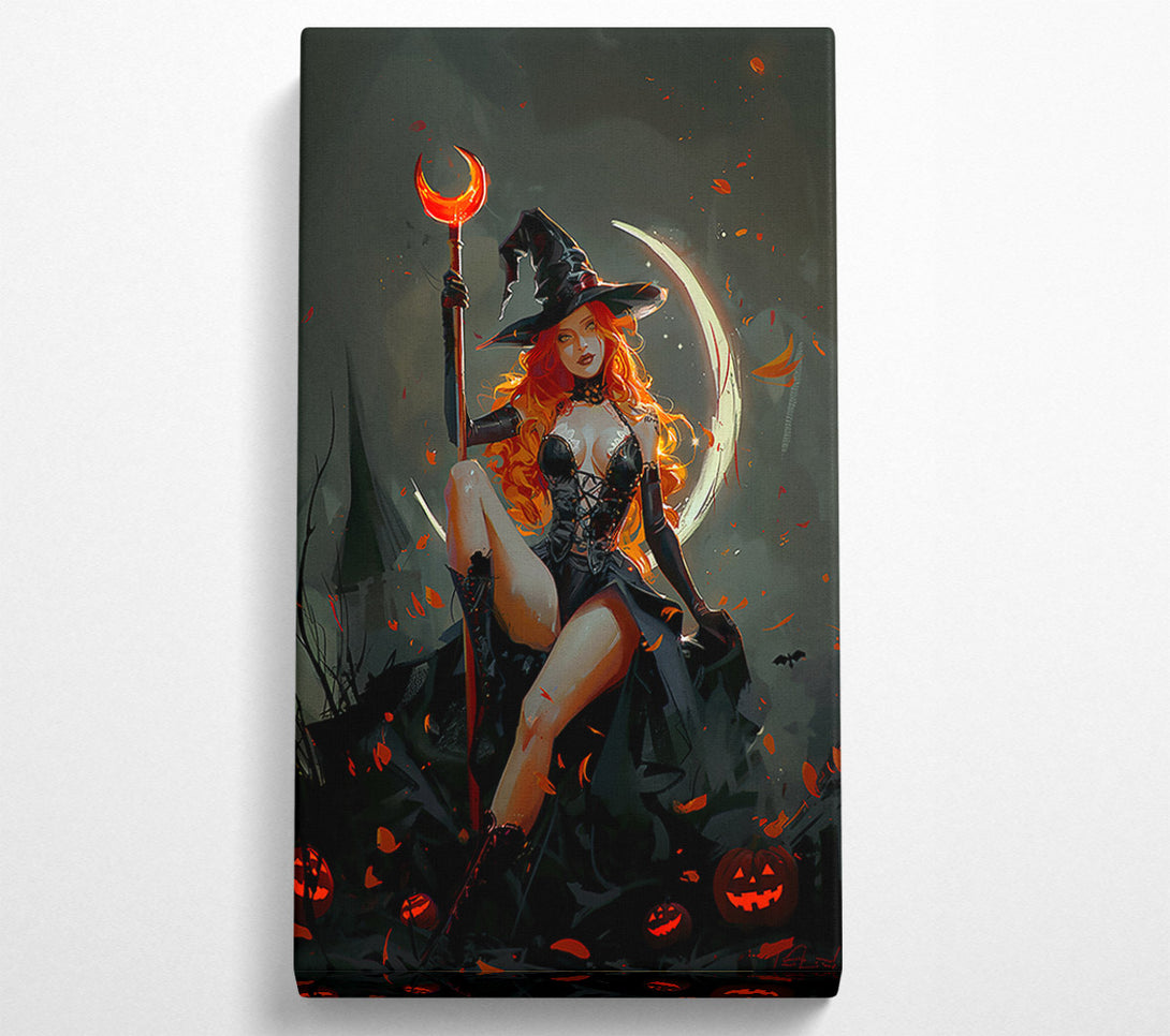  A Canvas Print of Crimson Moon Witch Canvas Wall Art