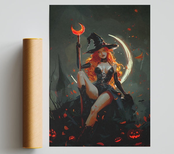Crimson Moon Witch Giclee Print