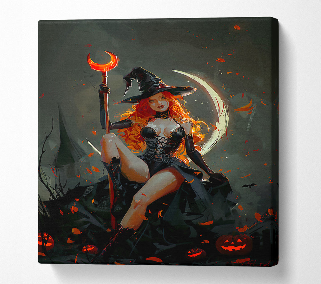  A Canvas Print of Crimson Moon Witch Canvas Wall Art