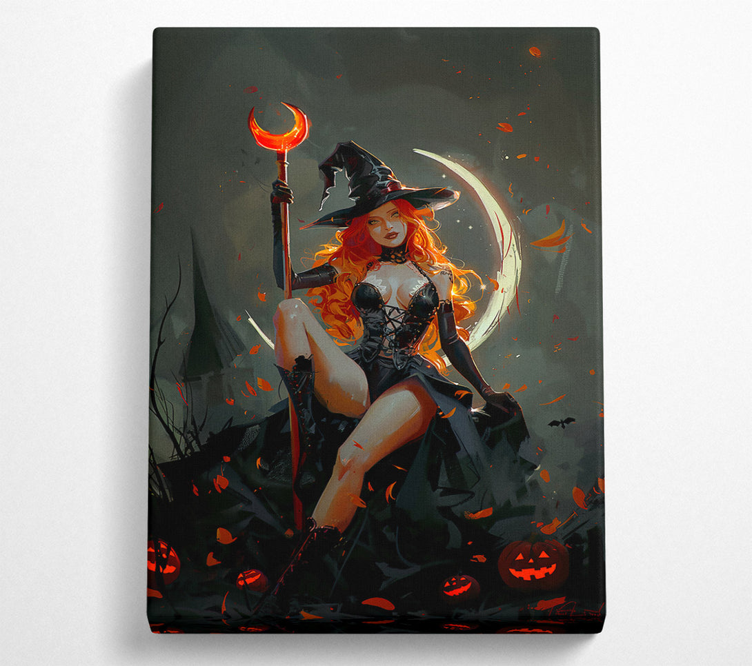  A Canvas Print of Crimson Moon Witch Canvas Wall Art