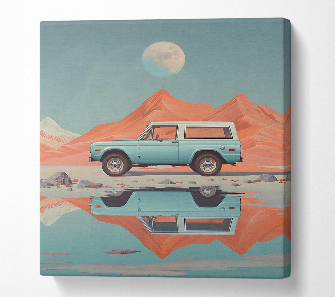  A Canvas Print of Aqua Bronco Reflection Canvas Wall Art