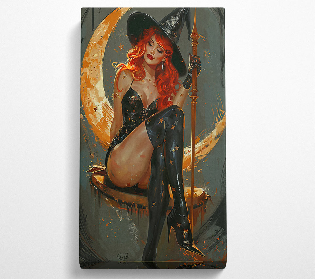  A Canvas Print of Golden Moon Witch Canvas Art