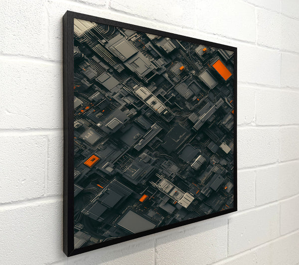 Orange Circuitry Grid