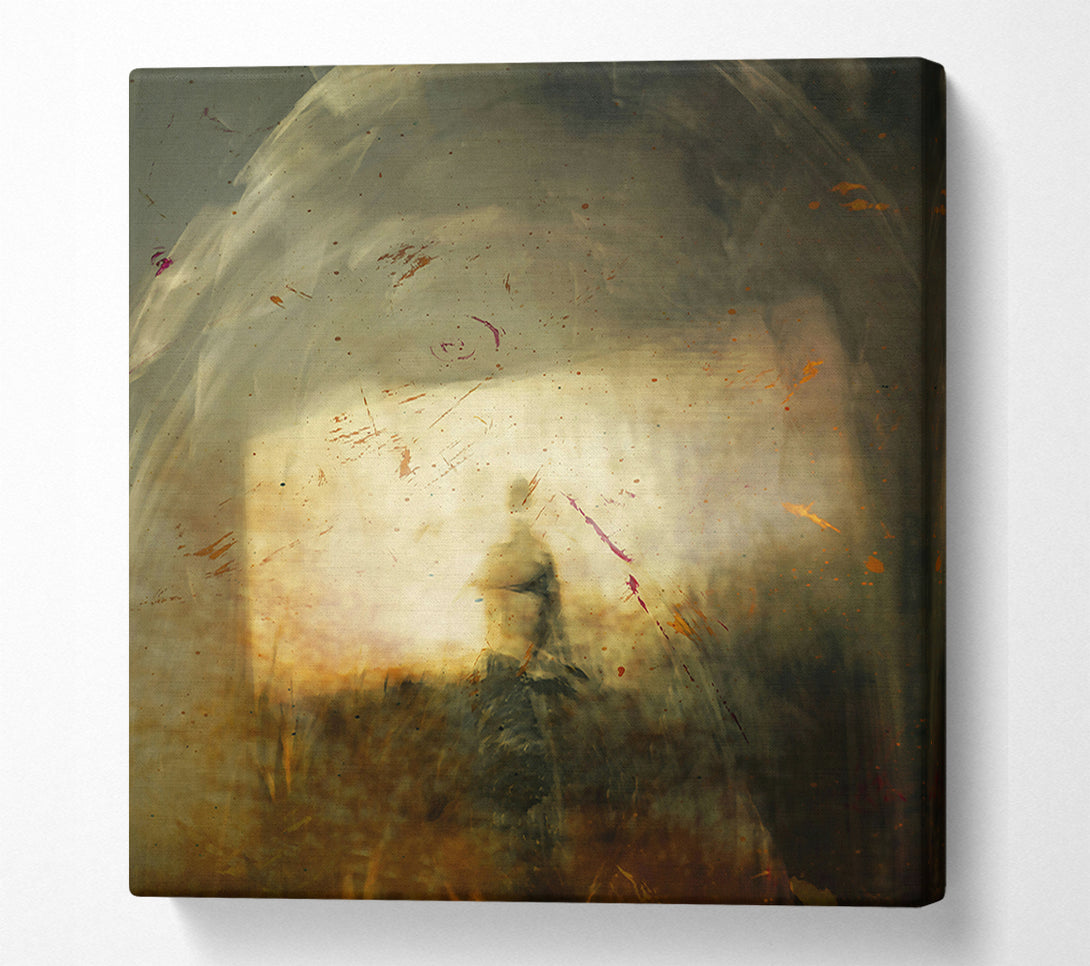  A Canvas Print of Golden Figure In Fog Canvas Art