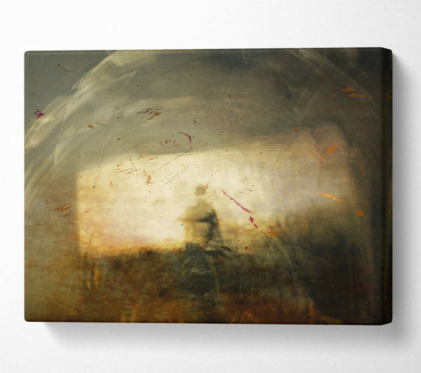  A Canvas Print of Golden Figure In Fog Canvas Art
