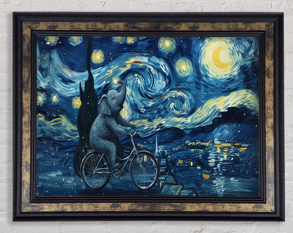 Elephant Van Gogh Night Sky Framed Print