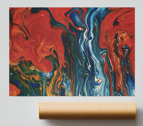 Crimson Swirls Of Fire Poster