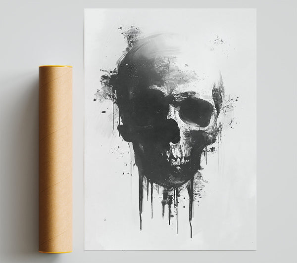 Black Dripping Skull. Giclee Print