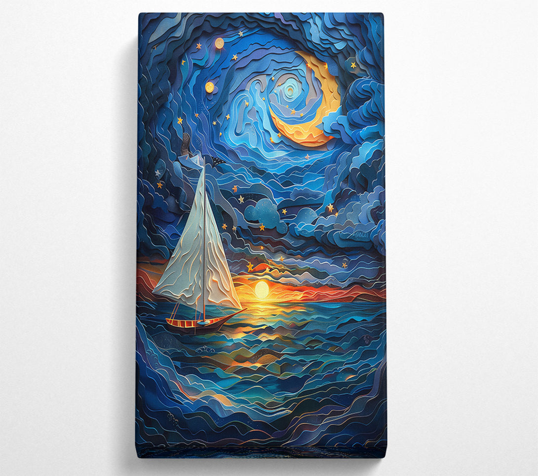  A Canvas Print of Blue Night Sailboat Canvas Art