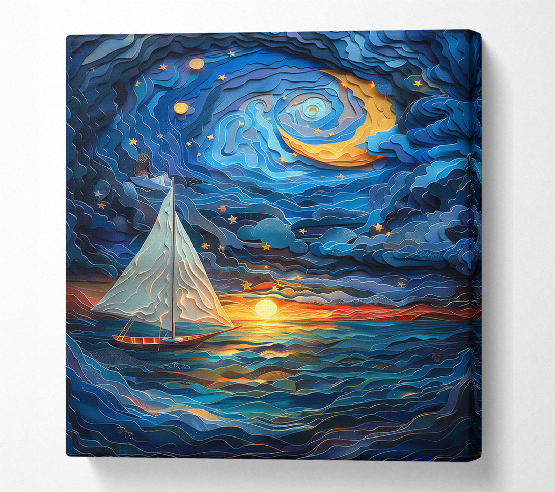  A Canvas Print of Blue Night Sailboat Canvas Art