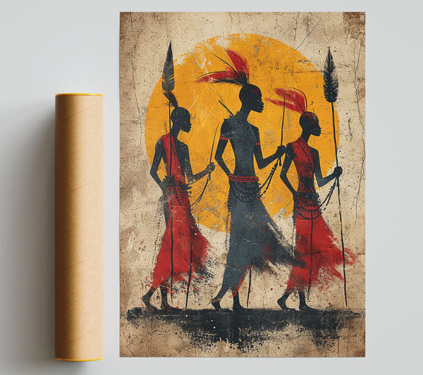 Red Figures Under Sun Giclee Print