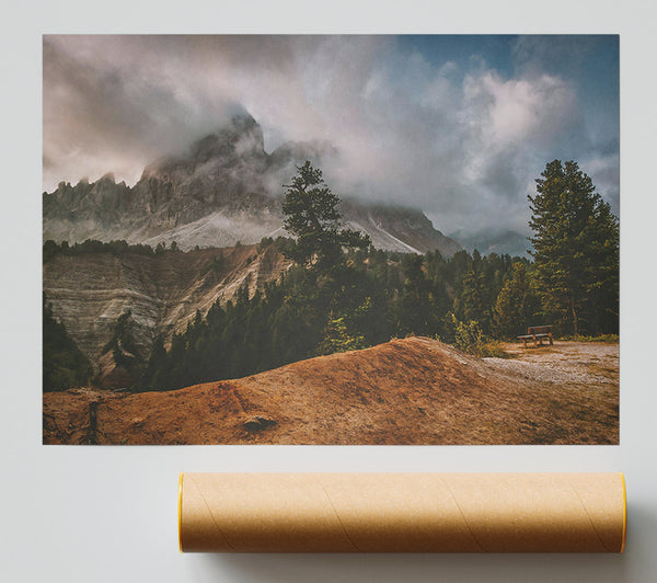Rust-Colored Mountain Mist Print