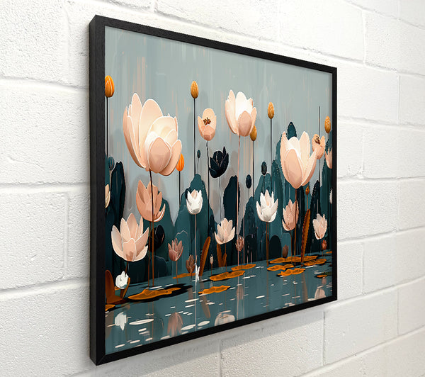 Teal Water Lilies