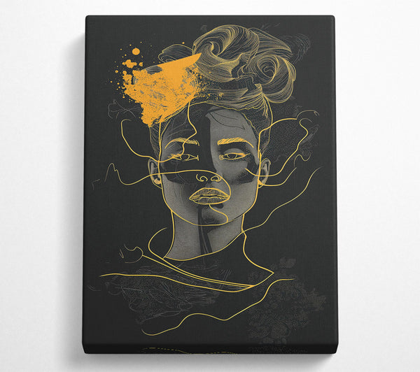  A Canvas Print of Golden Abstract Portrait Canvas Wall Art