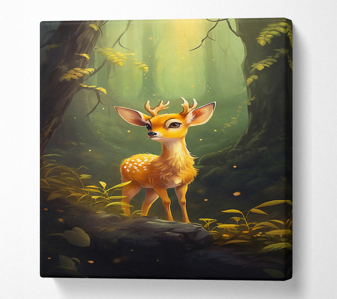  A Canvas Print of Golden Fawn In The Woods Canvas Wall Art