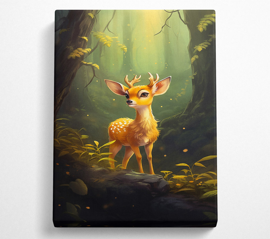  A Canvas Print of Golden Fawn In The Woods Canvas Wall Art