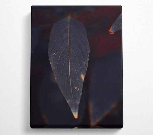  A Canvas Print of Indigo Leaf Silhouette Canvas Art
