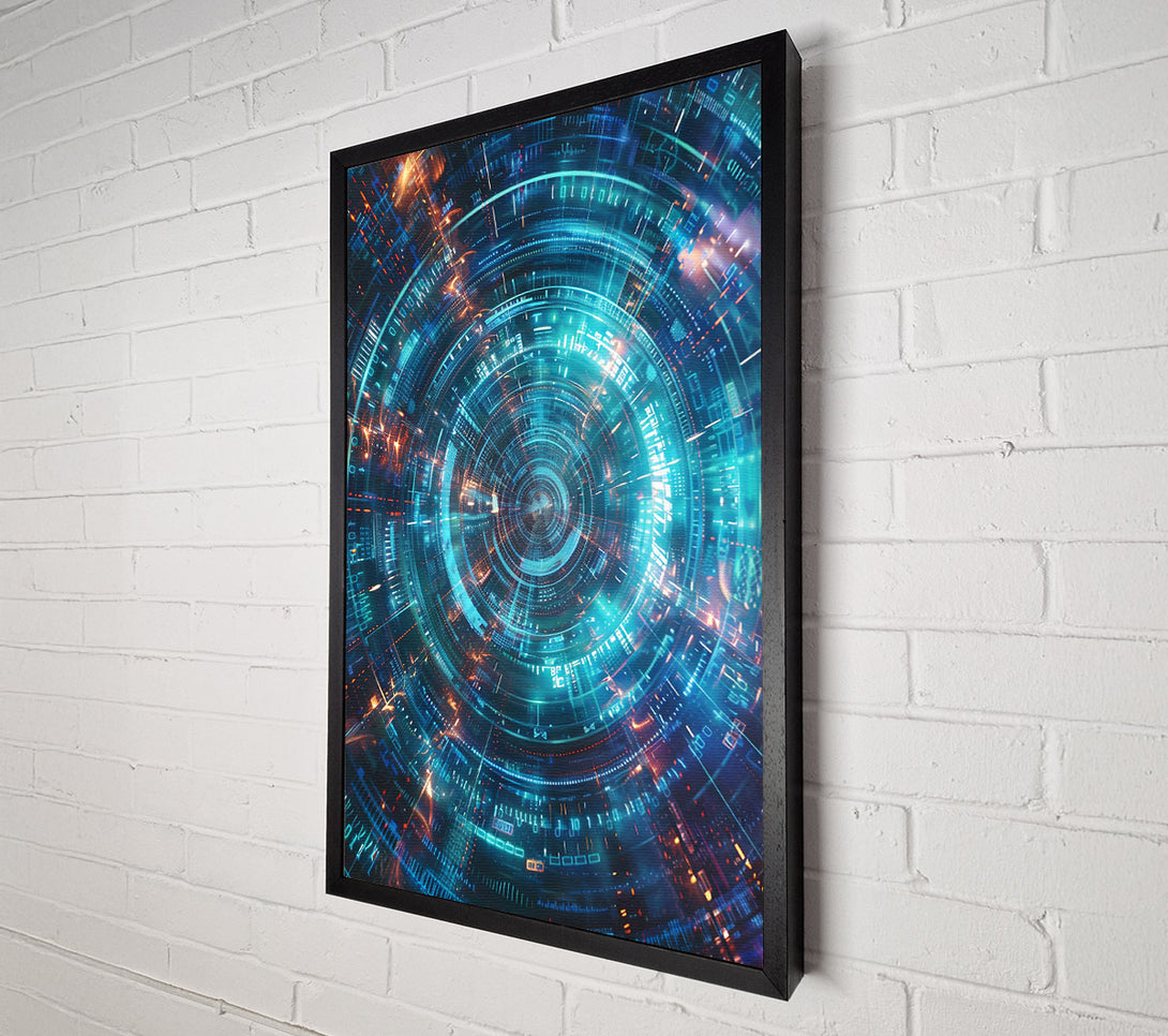  A Canvas Print of Azure Digital Vortex Canvas Wall Art