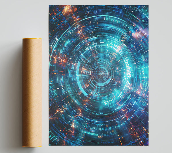 Azure Digital Vortex Poster
