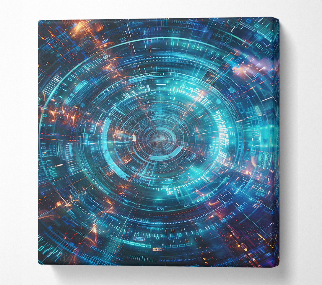  A Canvas Print of Azure Digital Vortex Canvas Wall Art