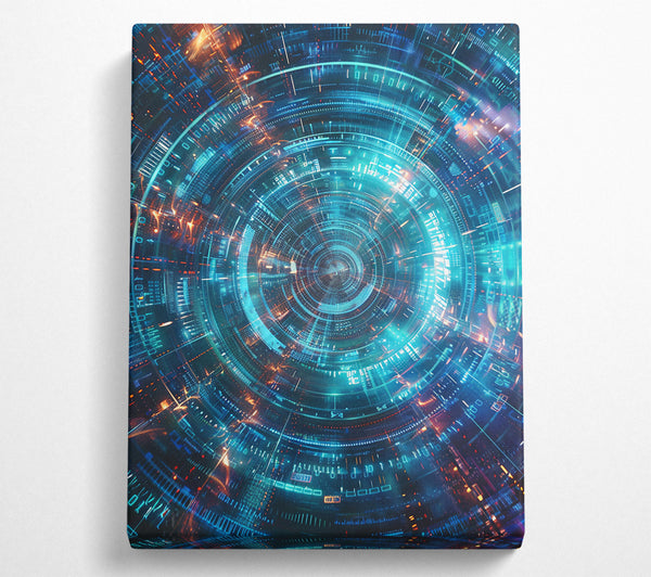  A Canvas Print of Azure Digital Vortex Canvas Wall Art
