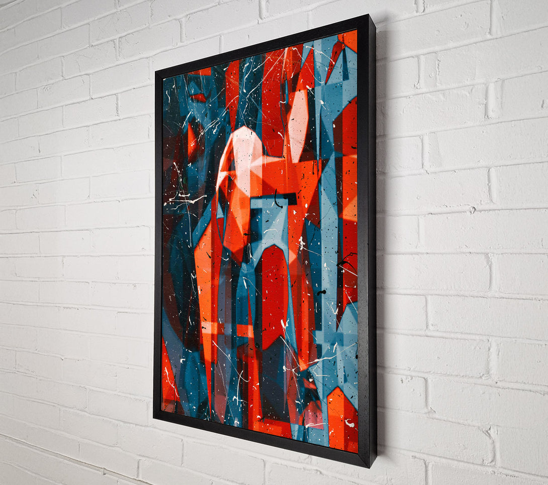  A Canvas Print of Crimson Geometric Dreamscape Canvas Wall Art
