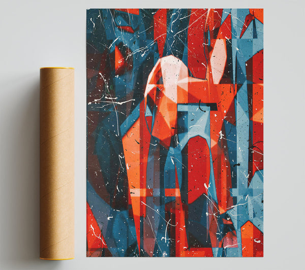 Crimson Geometric Dreamscape Giclee Print