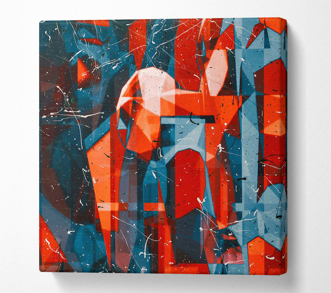  A Canvas Print of Crimson Geometric Dreamscape Canvas Wall Art
