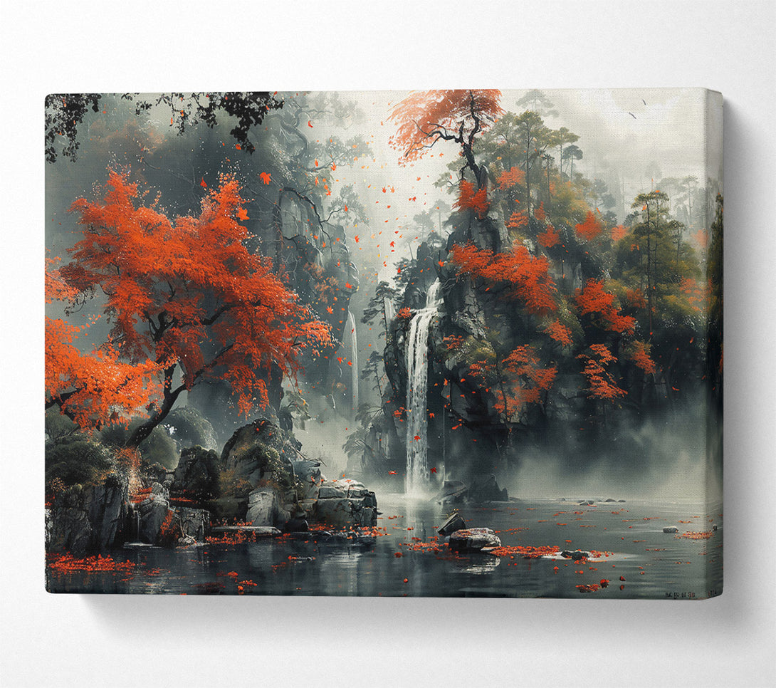  A Canvas Print of Crimson Waterfall Mist Canvas Print