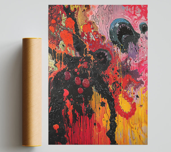 Black And Yellow Drip Print