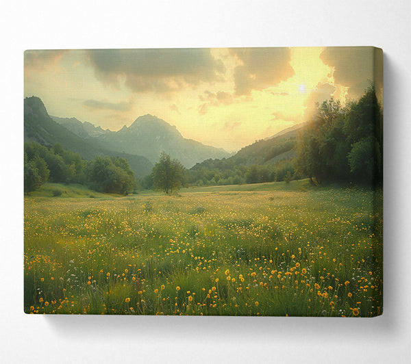  A Canvas Print of Golden Mountain Meadow Canvas Art
