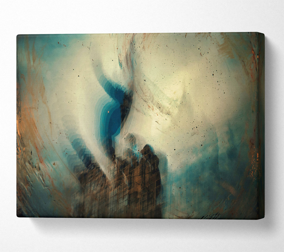  A Canvas Print of Teal Cityscape Dreams Canvas Art