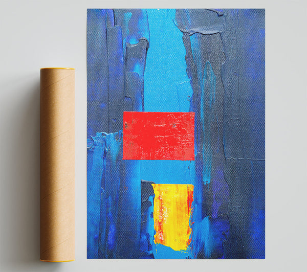 Blue Swirls And Red Stripe Giclee Print