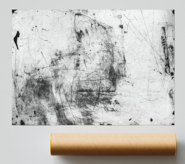White, Black, Scratched Lines Giclee Print
