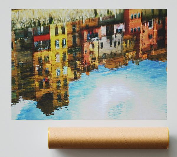 Golden City Reflections Poster