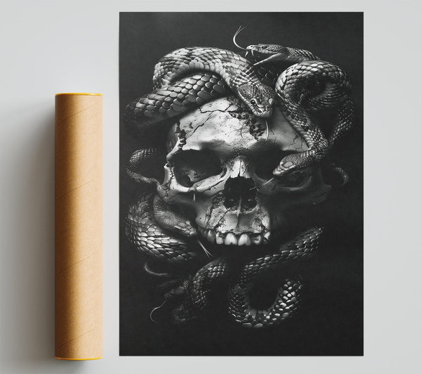 Silver Skull Embrace Giclee Print