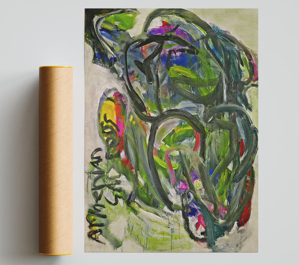 Black And Green Swirls Print