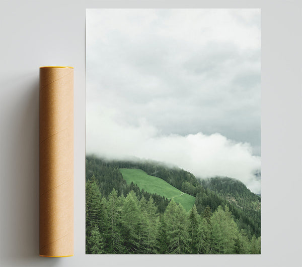 Green Hills In The Clouds Poster