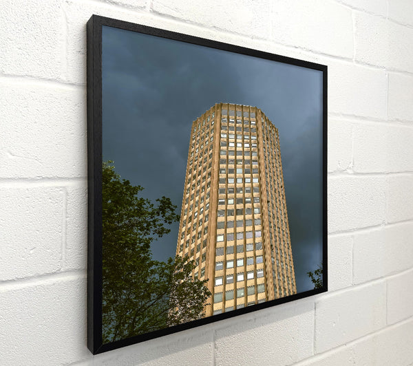 Golden Tower Under Grey Skies.