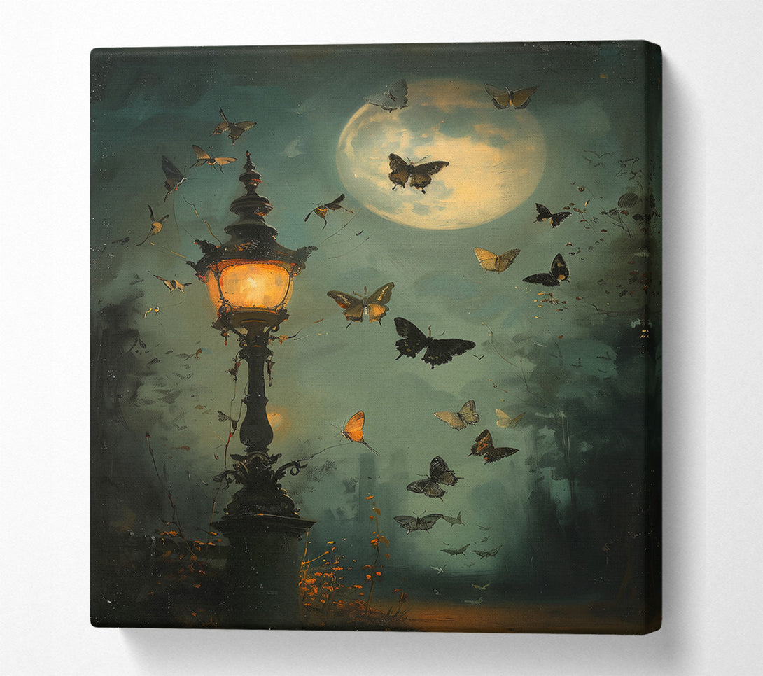  A Canvas Print of Teal Nightlight Butterflies Canvas Art