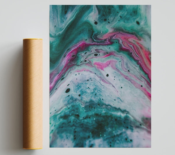 Teal And Pink Swirls Giclee Print